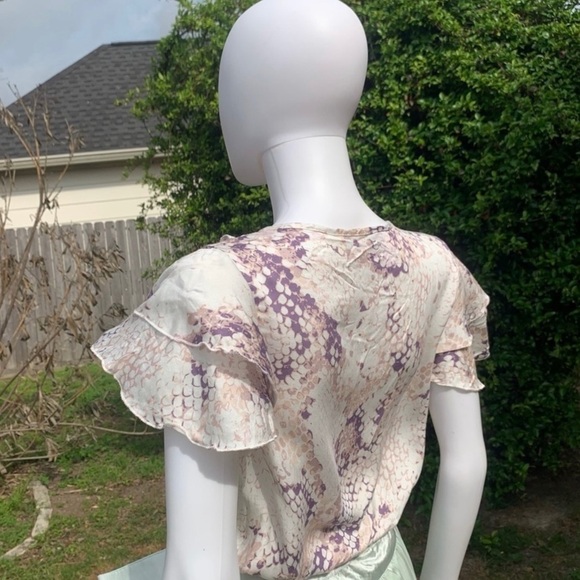 💋NWT Vintage Havana Flutter Sleeve Pull Over Ruffle Crop Top - Picture 10 of 16